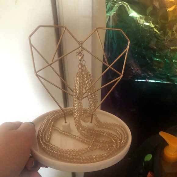 Heart shaped copper wire and ceramic jewlery holder or decoration. - Picture 2 of 6